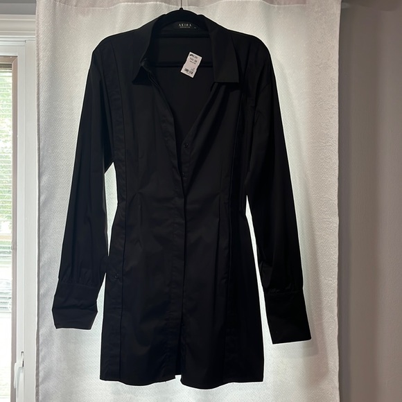 BLACK BUTTON UP DRESS - Picture 1 of 2